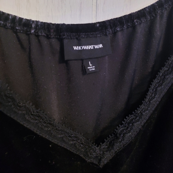 Black Velvet Tank Top Lace Trim Who What Wear L - Picture 4 of 8
